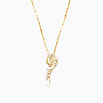 Golden Delicate Peacock Pendant with Link Chain
