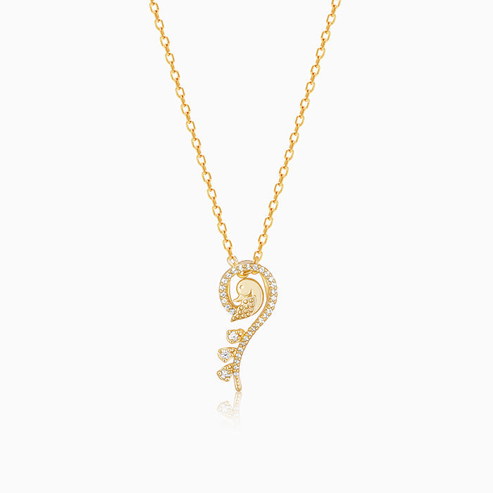 Golden Delicate Peacock Pendant with Link Chain