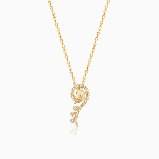Golden Delicate Peacock Pendant with Link Chain