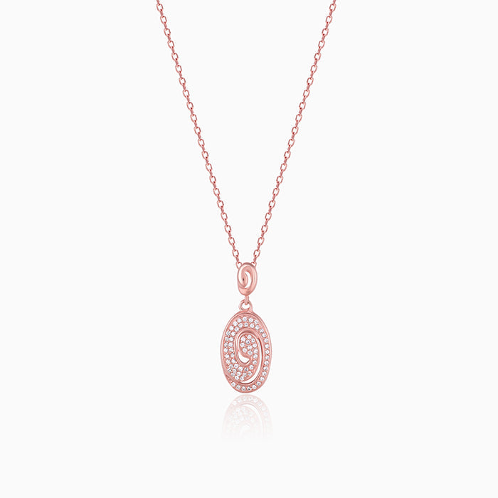 Rose Gold Spiral Pendant with Link Chain