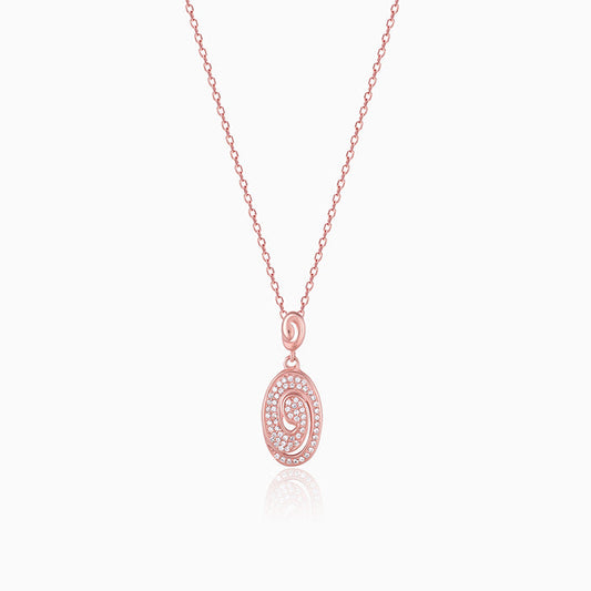 Rose Gold Spiral Pendant with Link Chain
