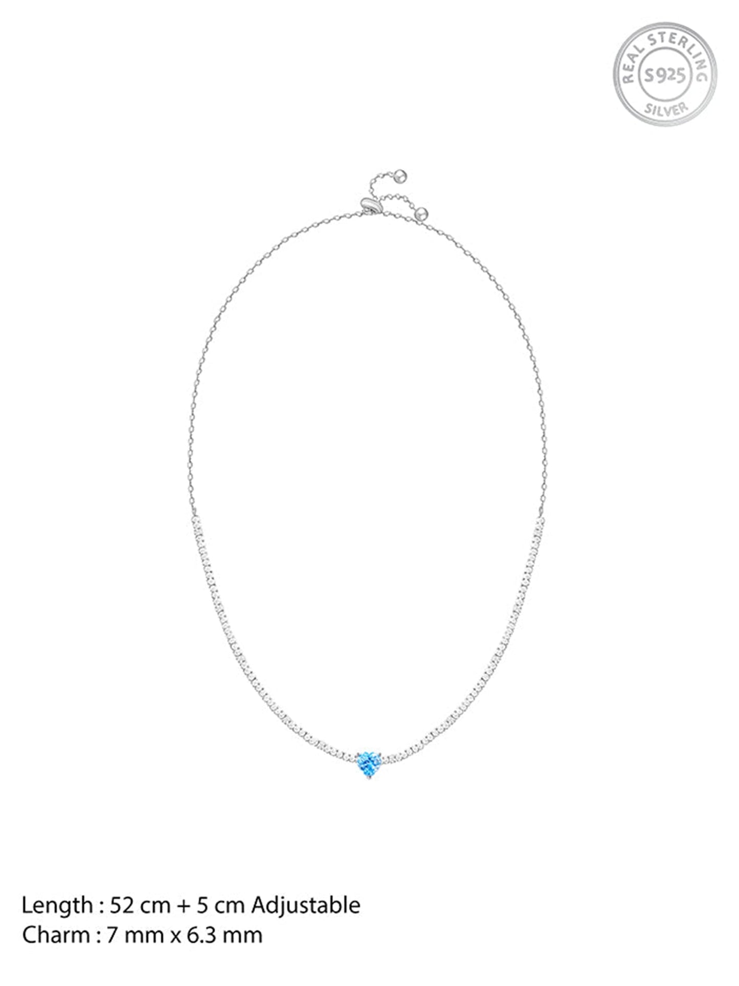 Silver Blue Heart Choker Necklace