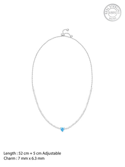 Silver Blue Heart Choker Necklace