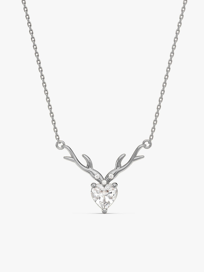 Silver Deer Heart Necklace