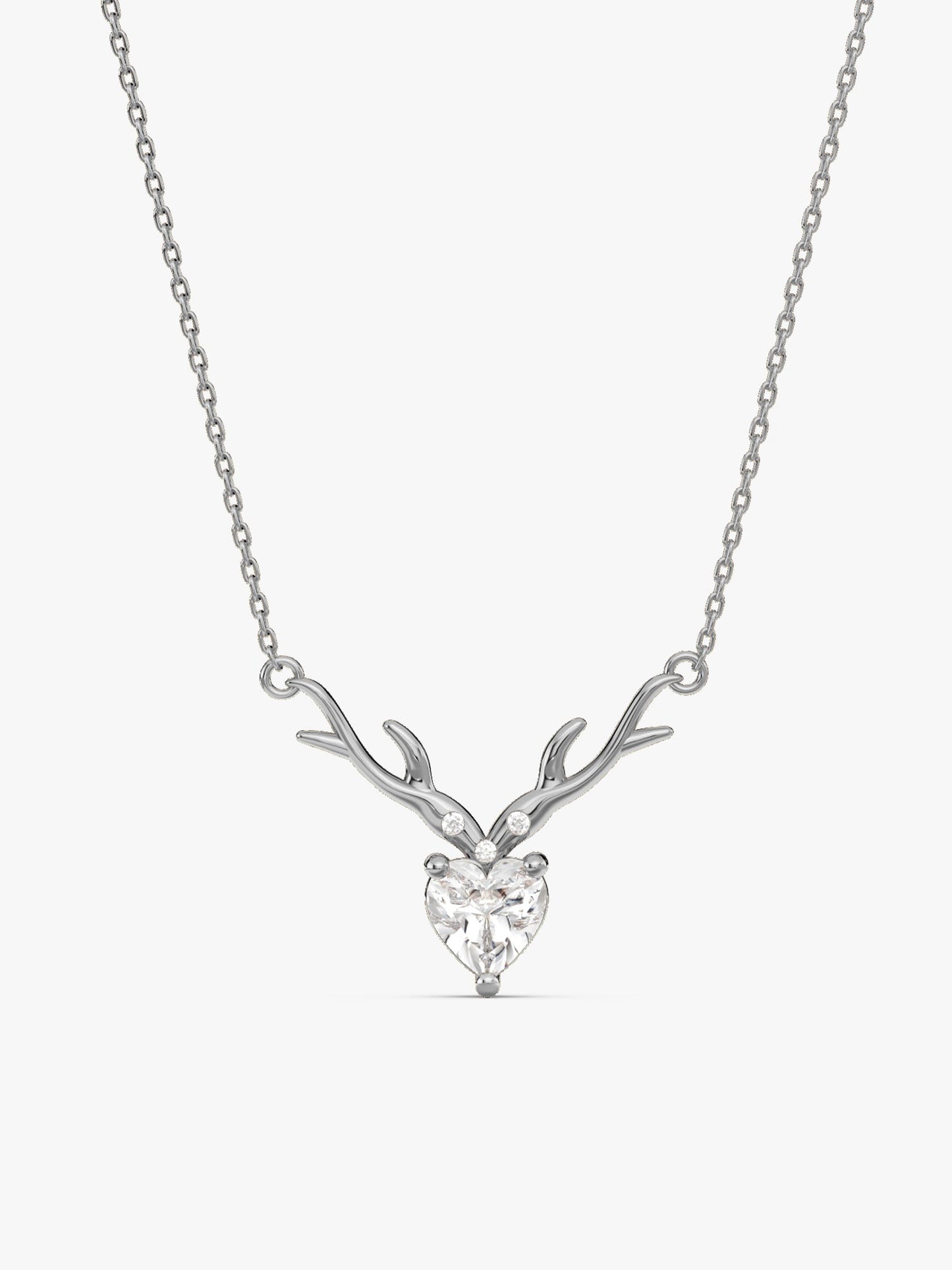 Silver Deer Heart Necklace