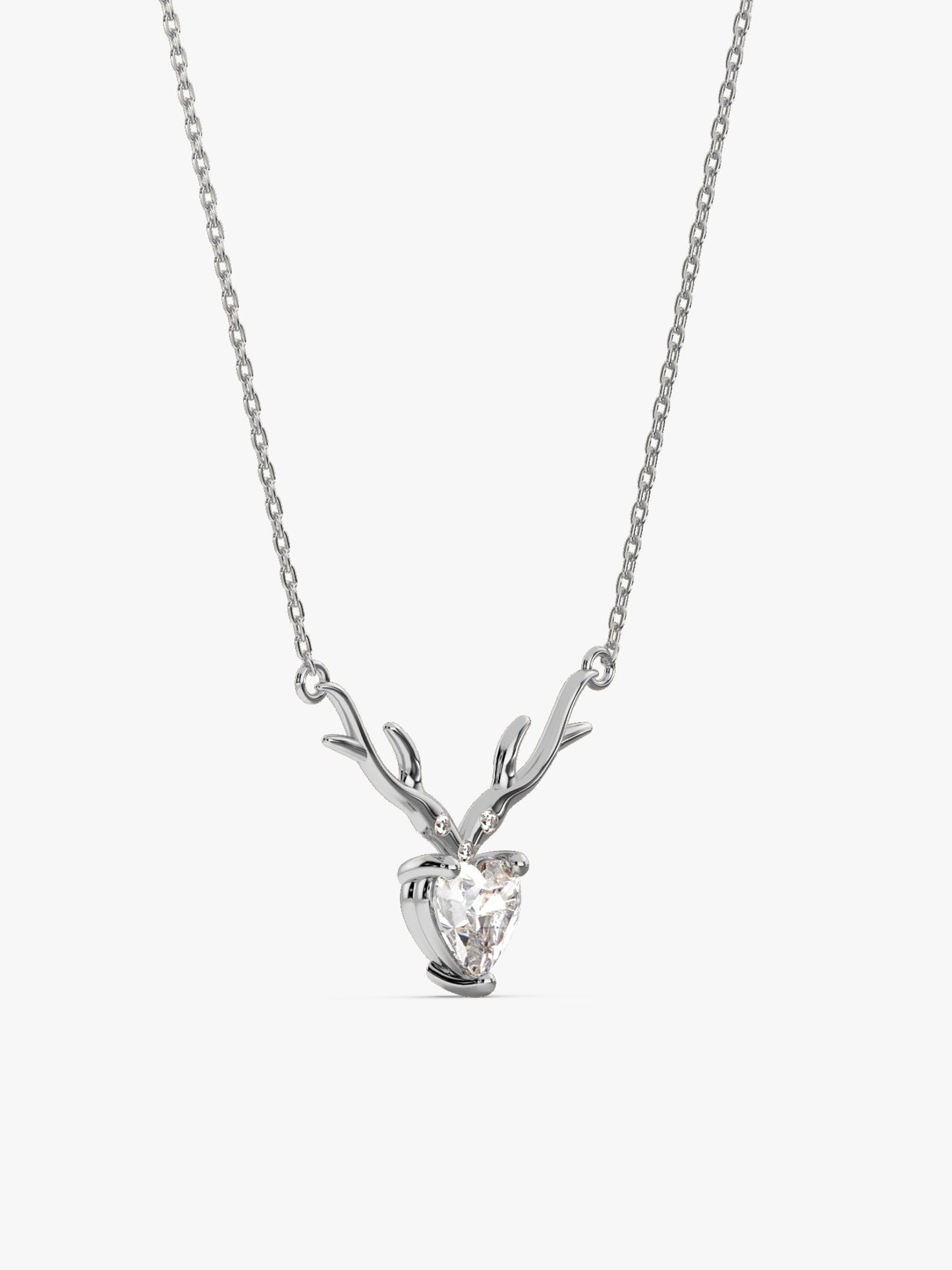 Silver Deer Heart Necklace