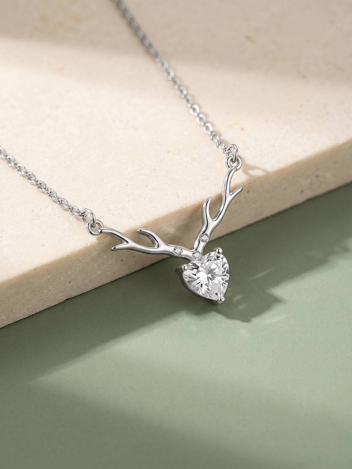 Silver Deer Heart Necklace