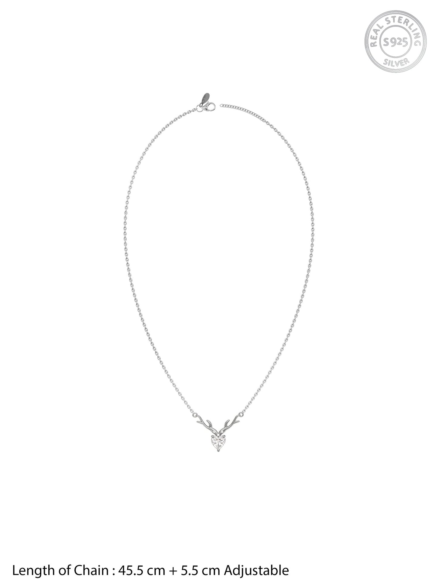 Silver Deer Heart Necklace