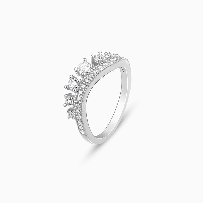 Silver Wavy Zircon Ring