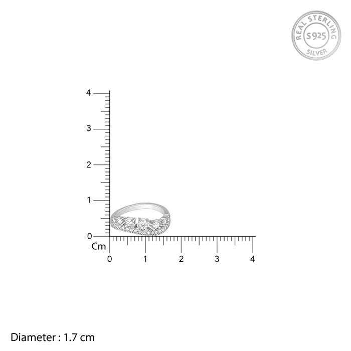 Silver Wavy Zircon Ring