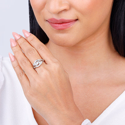 Anushka Sharma Silver Zircon Swirl Ring