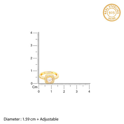Golden Convex Zircon Ring