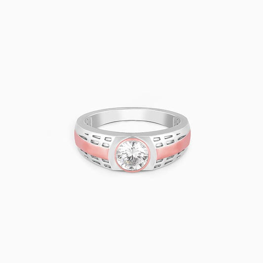 Silver And Rose Gold Sleek Versatility Ring For Him