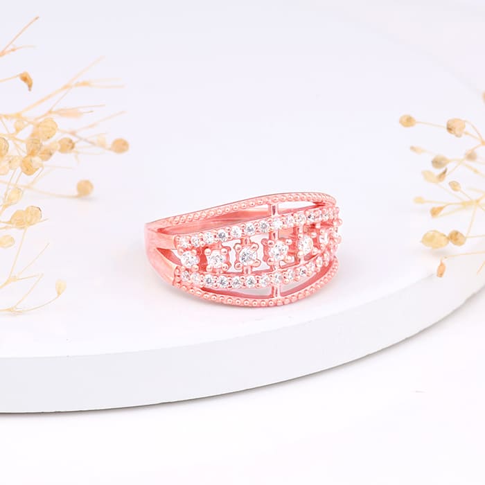 Rose Gold Zirconia Statement Ring