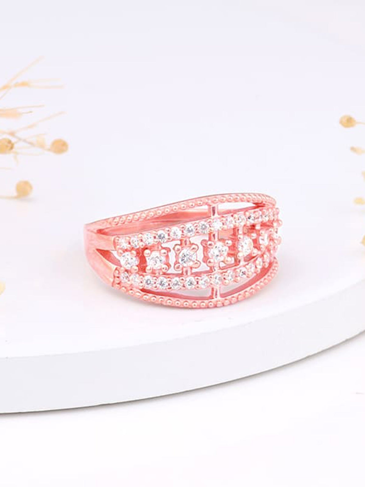 Rose Gold Zirconia Statement Ring