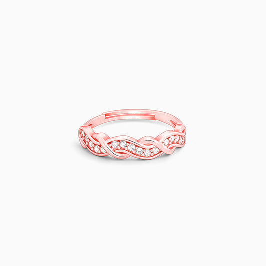 Rose Gold Zircon Winding Wave Ring