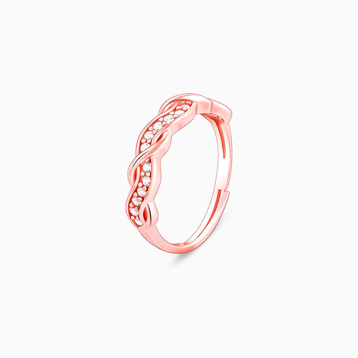 Rose Gold Zircon Winding Wave Ring