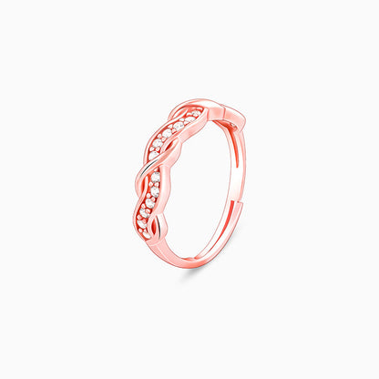 Rose Gold Zircon Winding Wave Ring