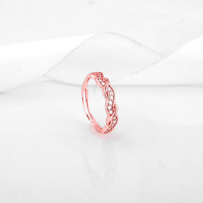 Rose Gold Zircon Winding Wave Ring