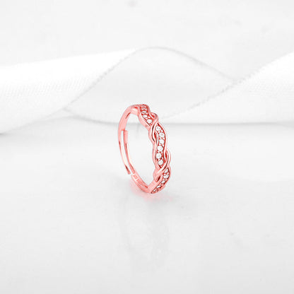 Rose Gold Zircon Winding Wave Ring