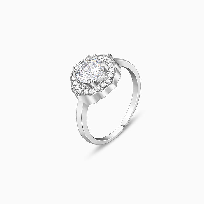 Silver Dazzling Horizon Solitaire Ring