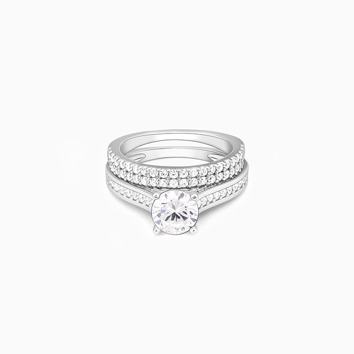 Silver Solitaire Stackable Ring