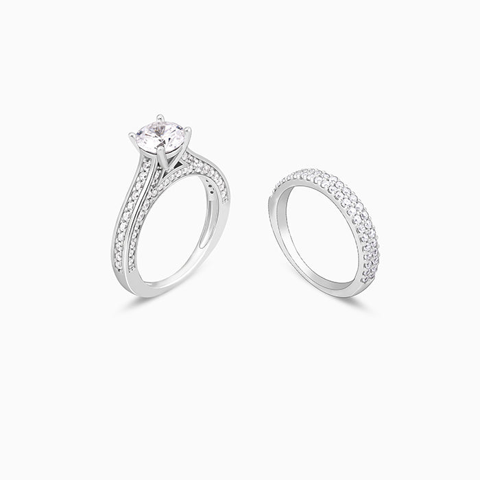 Silver Solitaire Stackable Ring