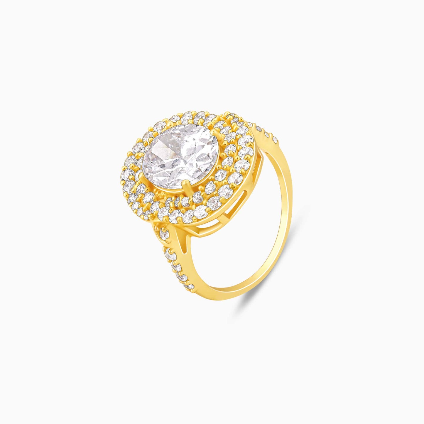 Golden Oval Solitaire Ring