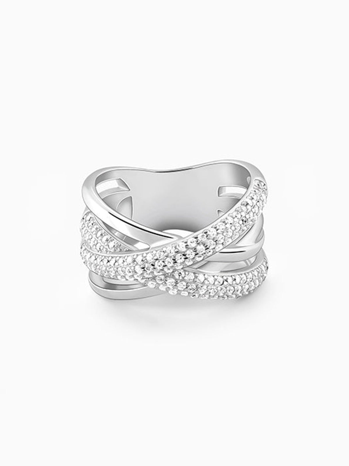 Silver Zircon Weave Ring