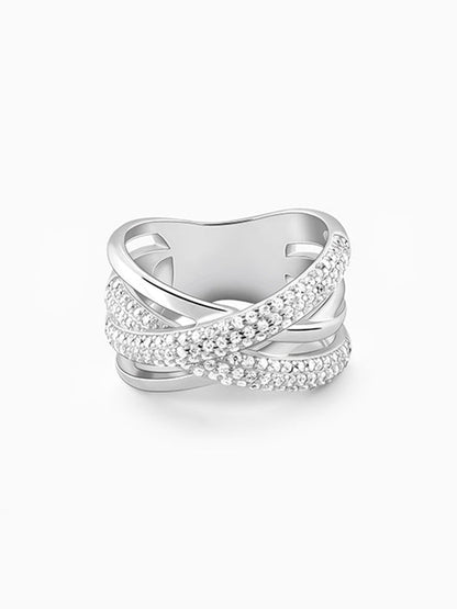 Silver Zircon Weave Ring