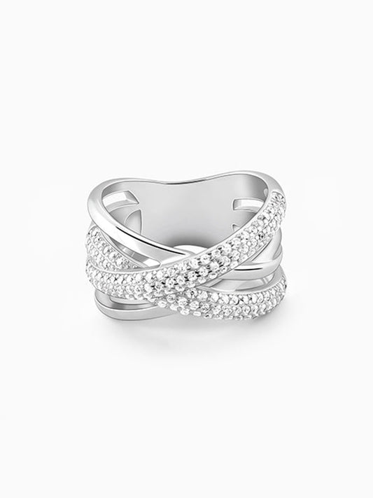 Silver Zircon Weave Ring