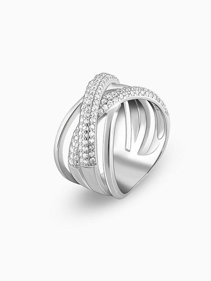 Silver Zircon Weave Ring