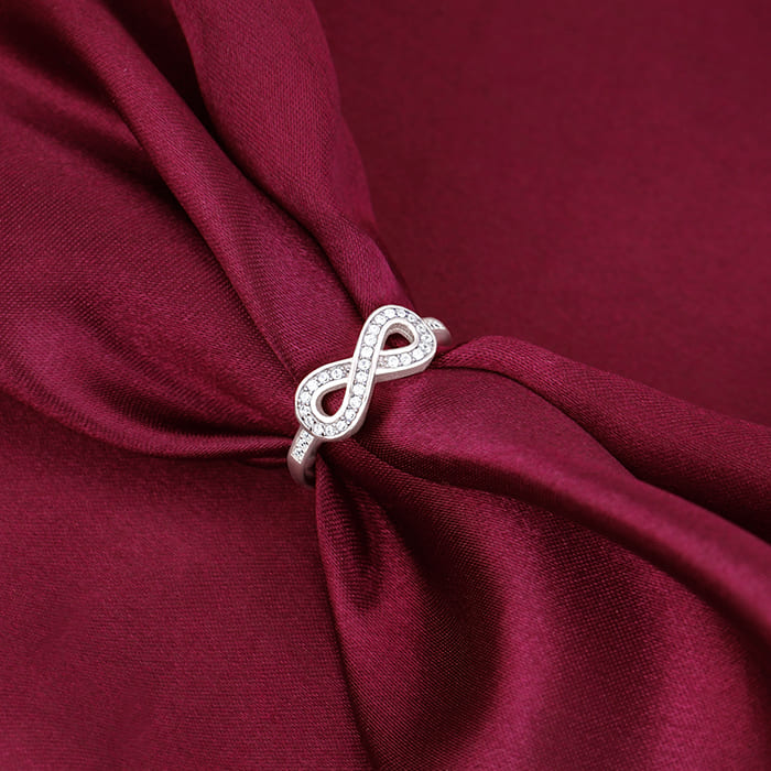Silver Zircon Eternal Shine Infinity Ring