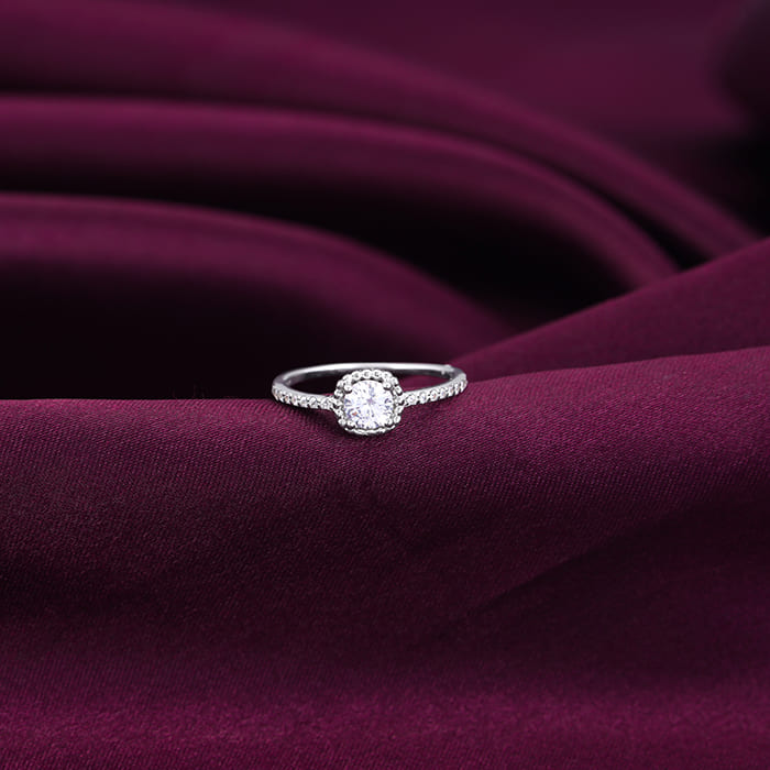 Silver Zircon Stardust Ring