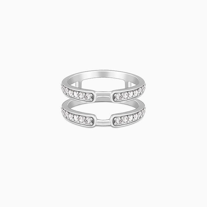 Silver Dual Layer Zircon Ring