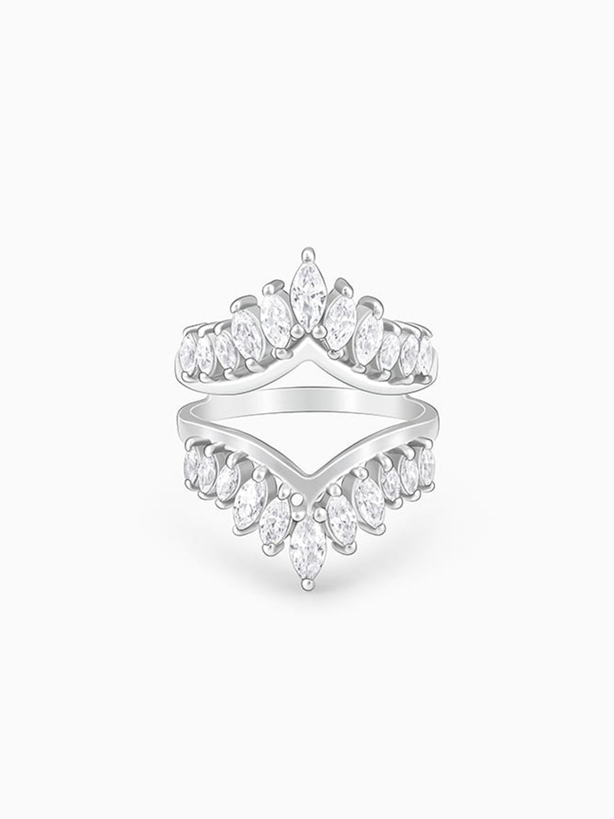 Silver Layered Zirconia Statement Ring