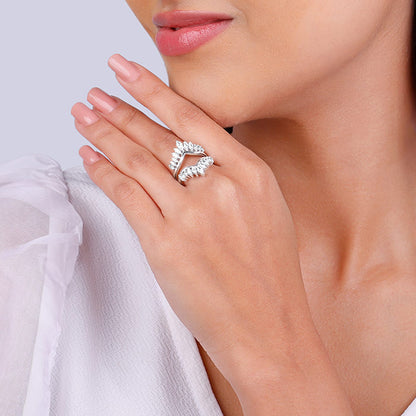 Silver Layered Zirconia Statement Ring