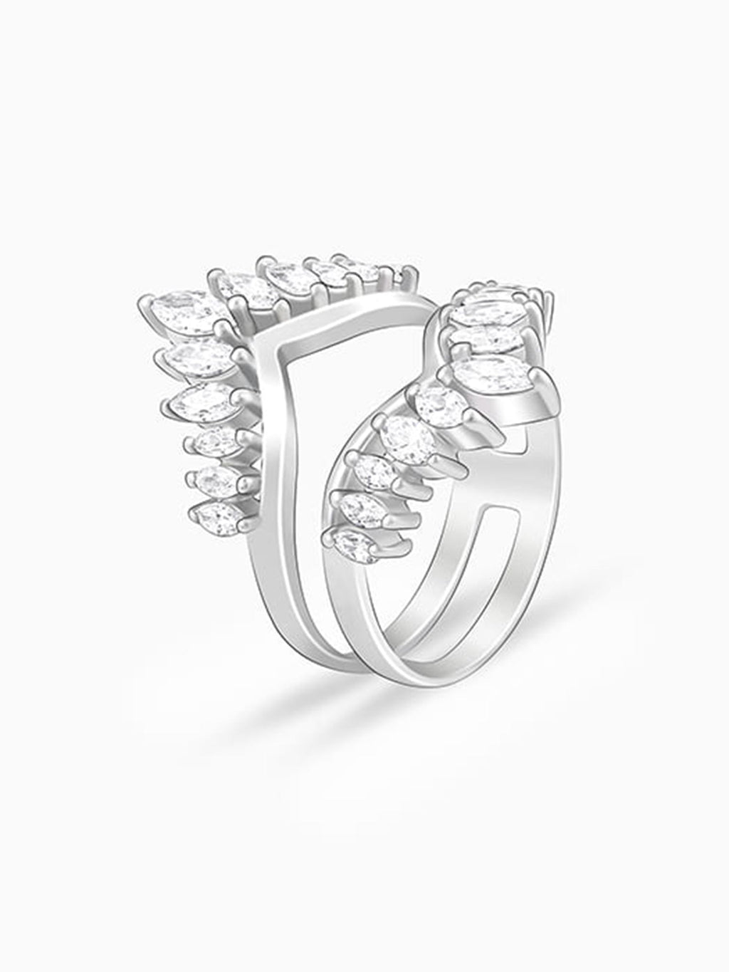 Silver Layered Zirconia Statement Ring