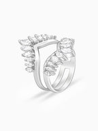 Silver Layered Zirconia Statement Ring
