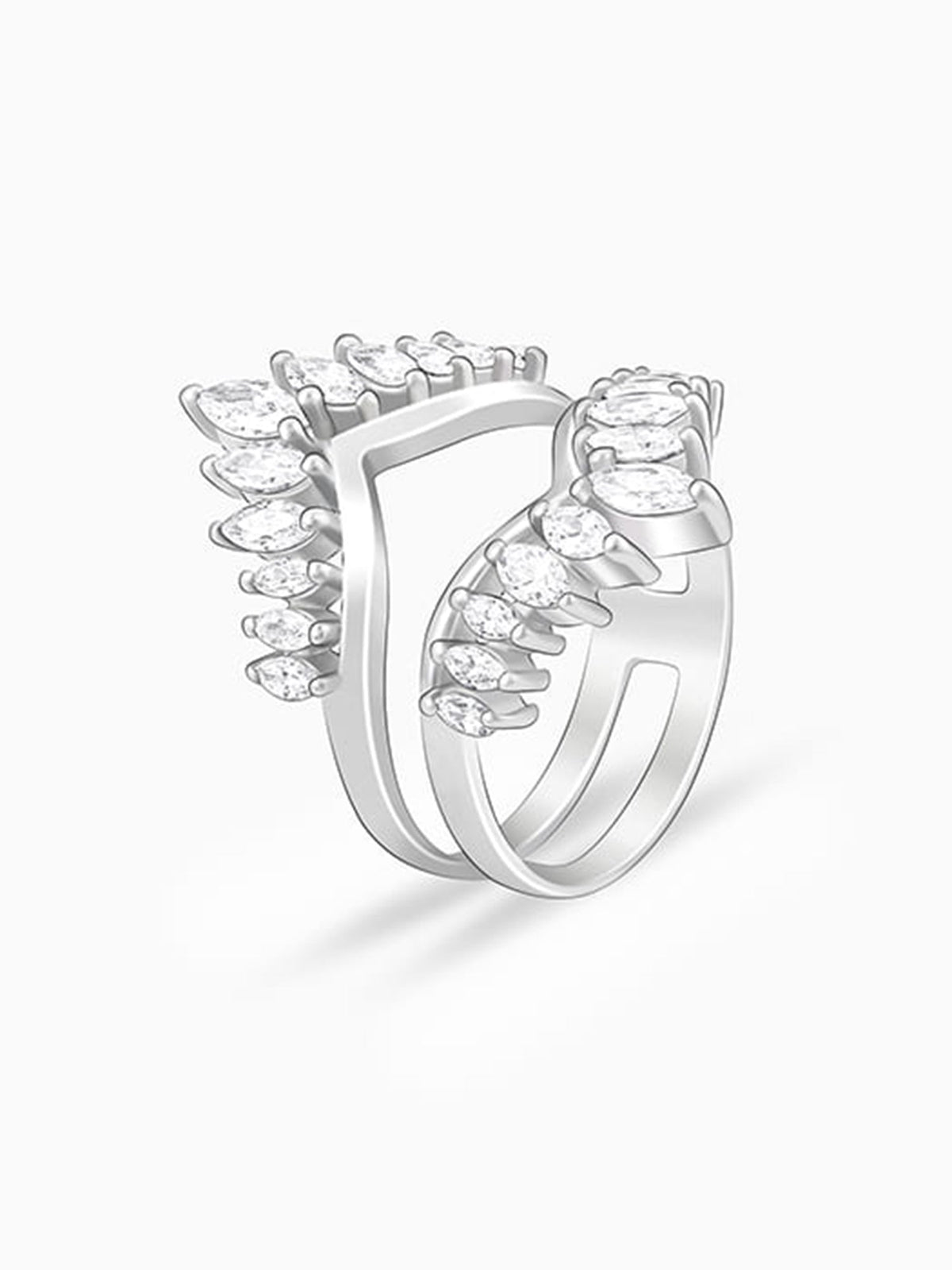 Silver Layered Zirconia Statement Ring