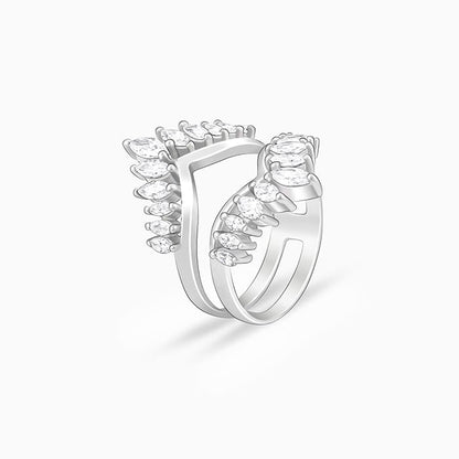 Silver Layered Zirconia Statement Ring