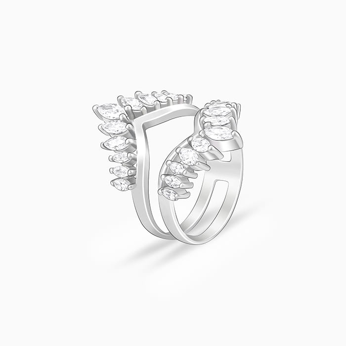 Silver Layered Zirconia Statement Ring