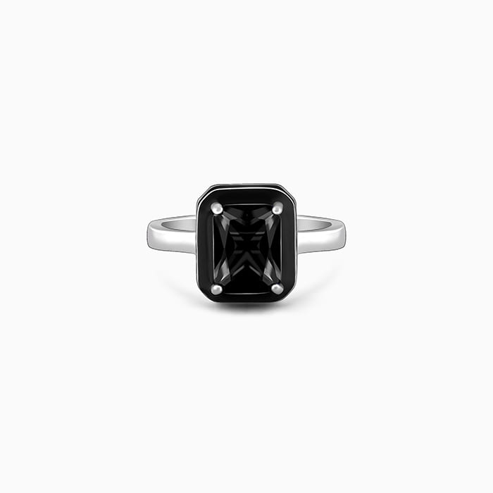 Silver Ebon Black Ring