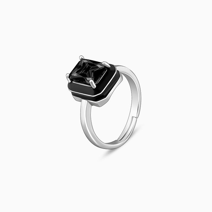 Silver Ebon Black Ring