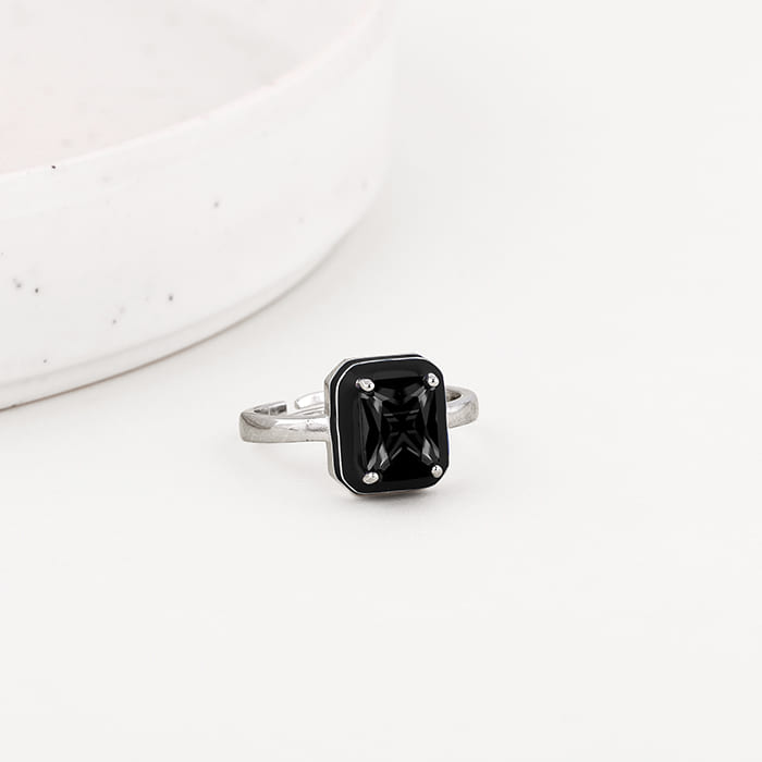 Silver Ebon Black Ring