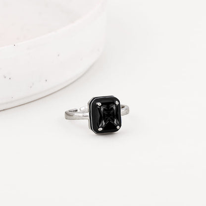 Silver Ebon Black Ring