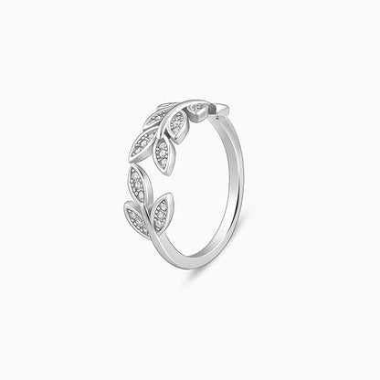Anushka Sharma Silver Zircon Leaf Ring