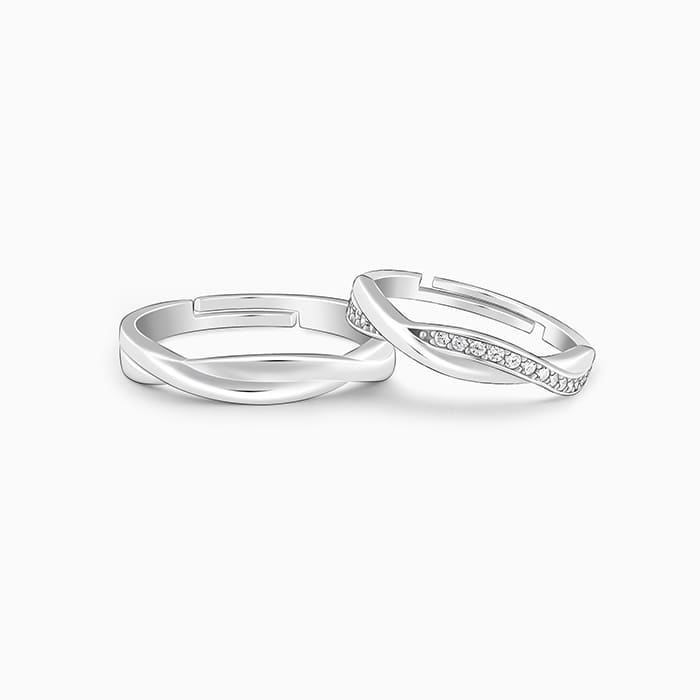Silver Zirconia Twist Couple Bands