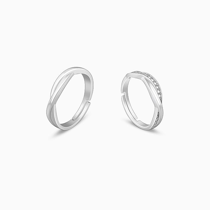 Silver Zirconia Twist Couple Bands