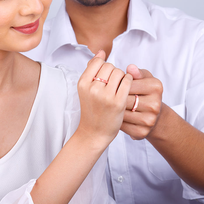 Rose Gold Geometric Couple Bands